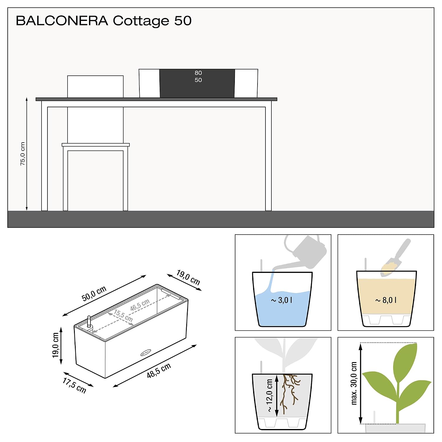 BALCONERA Cottage 50 Mocha, Se - Self-Watering Planter review and price